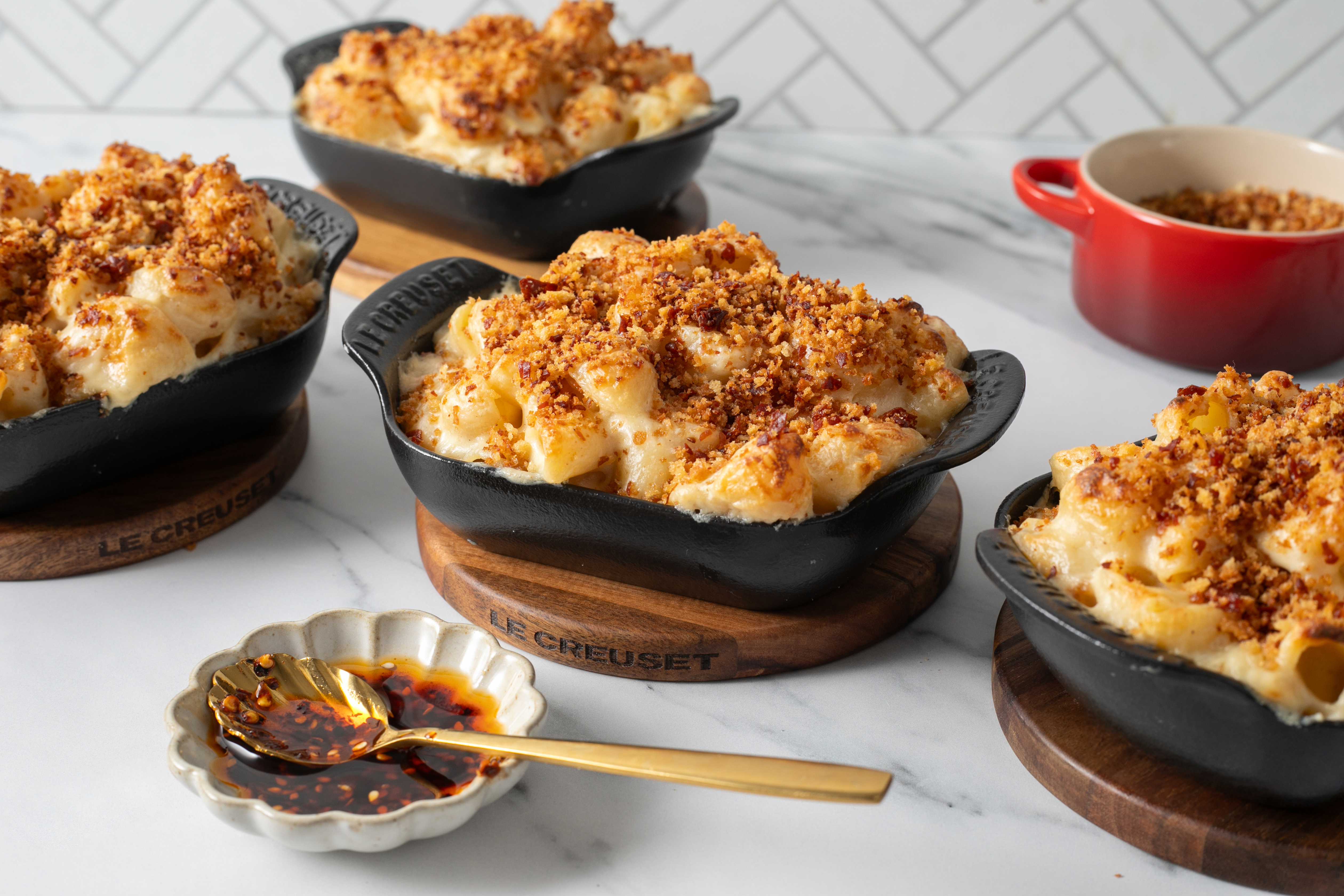 Four Cheese Mac and Cheese with Crispy Prosciutto Breadcrumbs